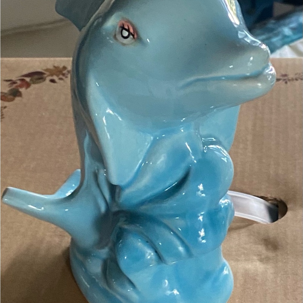 Ceramic Dolphin Figurine - Blue